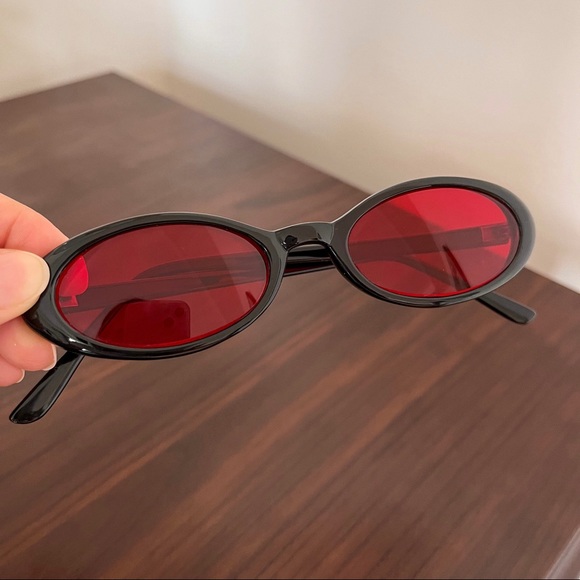 Black/Red retro sunglasses - Picture 3 of 5